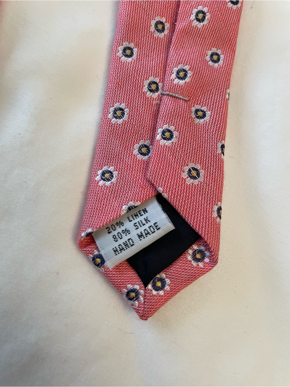 The Tie Bar Pink Floral Slim Tie with Navy & White Accents - Picture 4 of 6